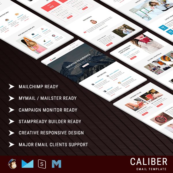 CALIBER - Multipurpose Responsive Email Template With Stamp Ready Builder Access