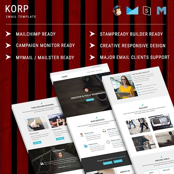 KORP - Multipurpose Responsive Email Template With StampReady Builder Online Access
