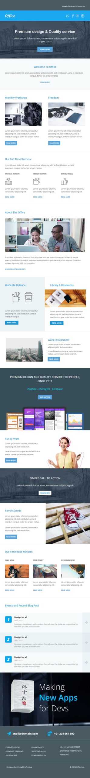 Office - Multipurpose Responsive Email Template With Stamp Ready Builder Online Access