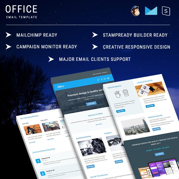 Office - Multipurpose Responsive Email Template With Stamp Ready Builder Online Access