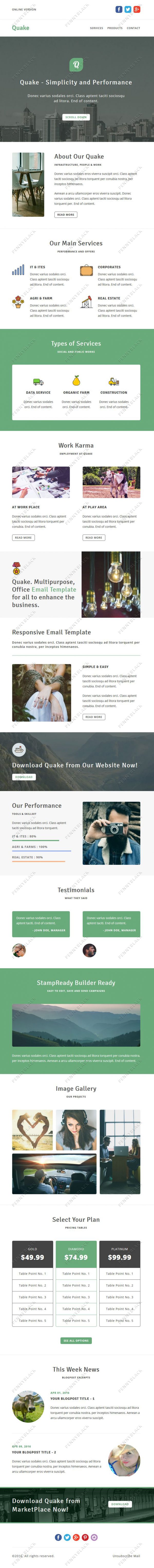 Quake - Responsive Email Template With StampReady Builder Online Access