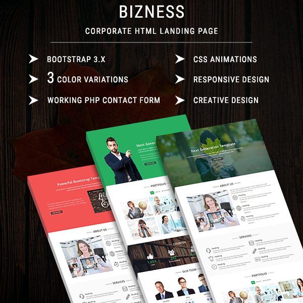 Bizness- Corporate HTML Landing page