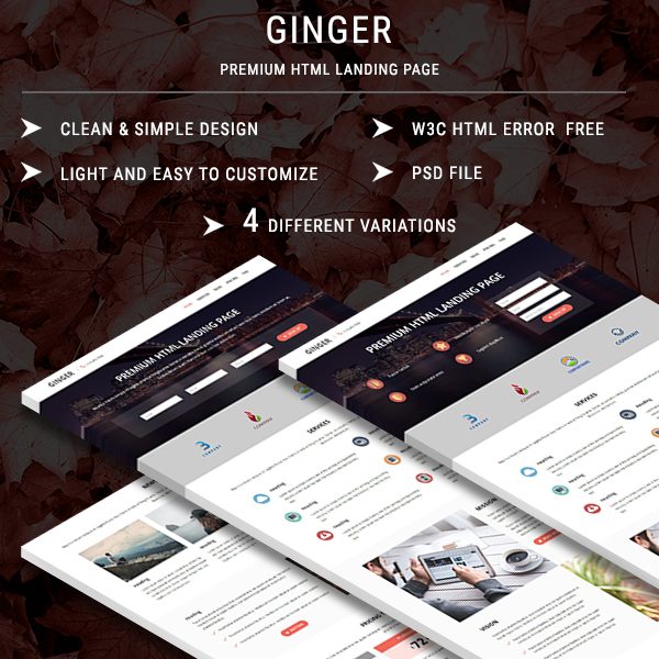 GINGER - Premium HTML Landing Page