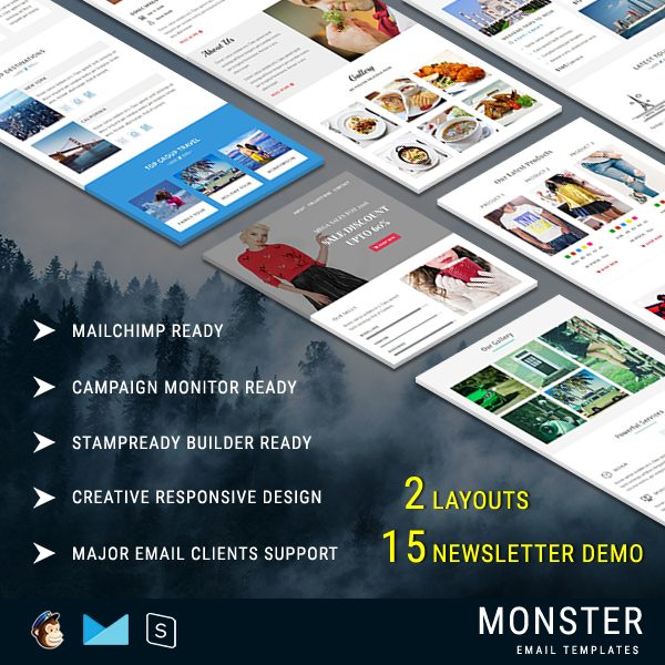 MONSTER - Multipurpose Responsive Email Pack with Stampready Builder online Access