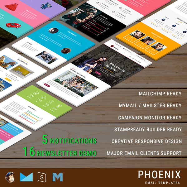 PHOENIX - Multi-Concept Responsive Email Pack - Newsletters + Notifications