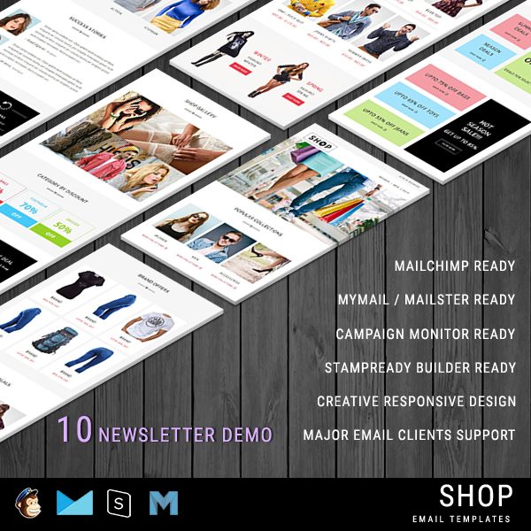 SHOP - Responsive Shopping Email Pack with Stamp Ready Builder Access