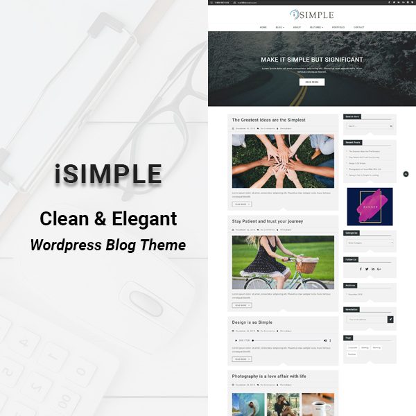 iSimple - WordPress Blog Theme using Elementor Builder
