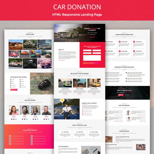 Car Donation - Responsive HTML Landing Page