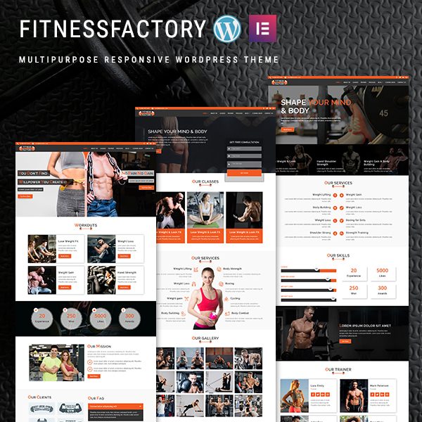 FitnessFactory - WordPress Theme using Elementor Builder
