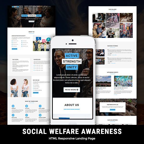 Social Welfare Awareness - Responsive HTML Landing Page