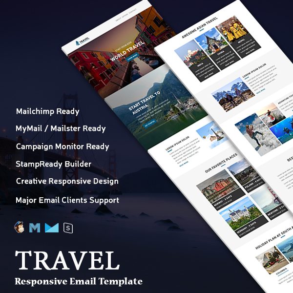 Travel - Multipurpose Responsive Email Template With Online StampReady Builder Access
