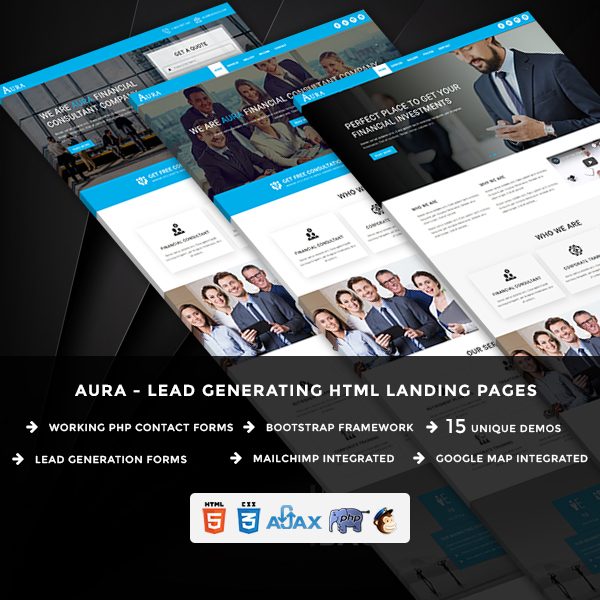 Aura - Multipurpose Responsive HTML Landing Pages