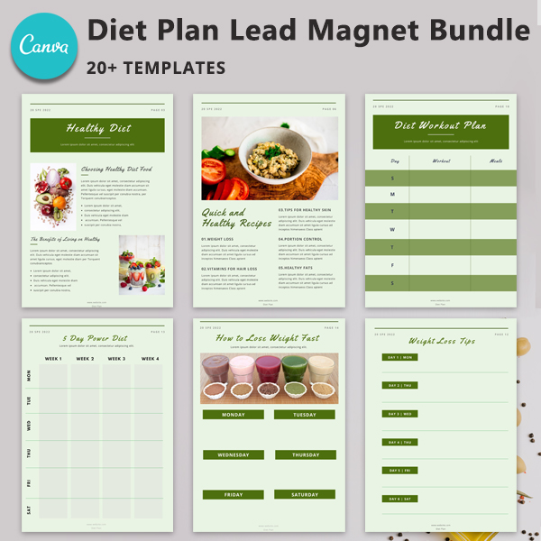 Diet Plan Lead Magnet Bundle - Canva
