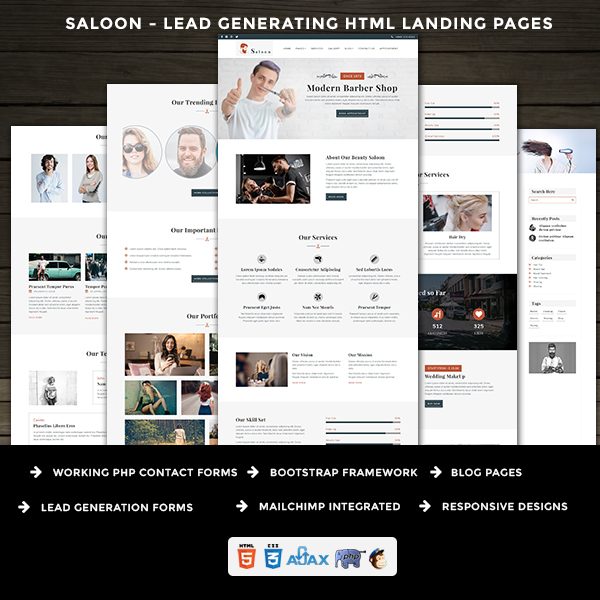 Saloon - Responsive HTML Landing Page Templates