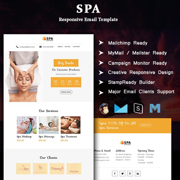Spa - Multipurpose Responsive Email Template with Countdown Timer