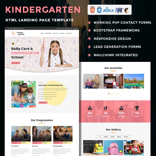 Kindergarten - Responsive HTML Landing Page Template