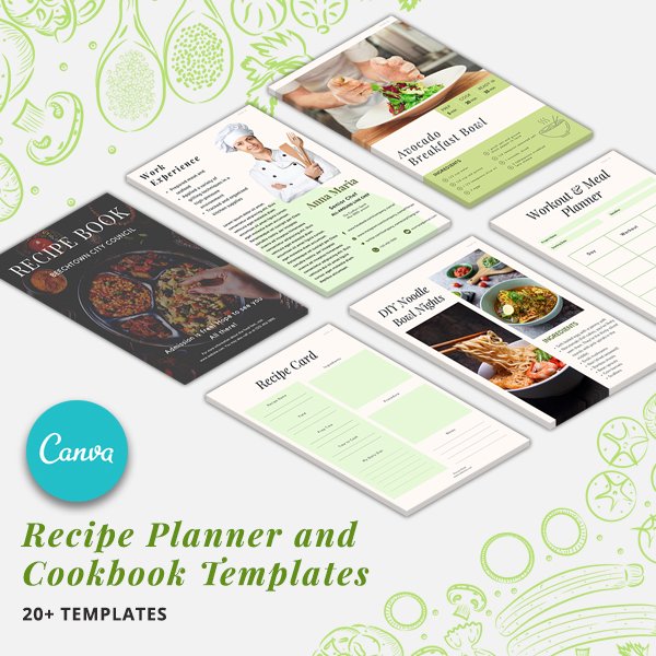 Recipe Planner Canva Templates