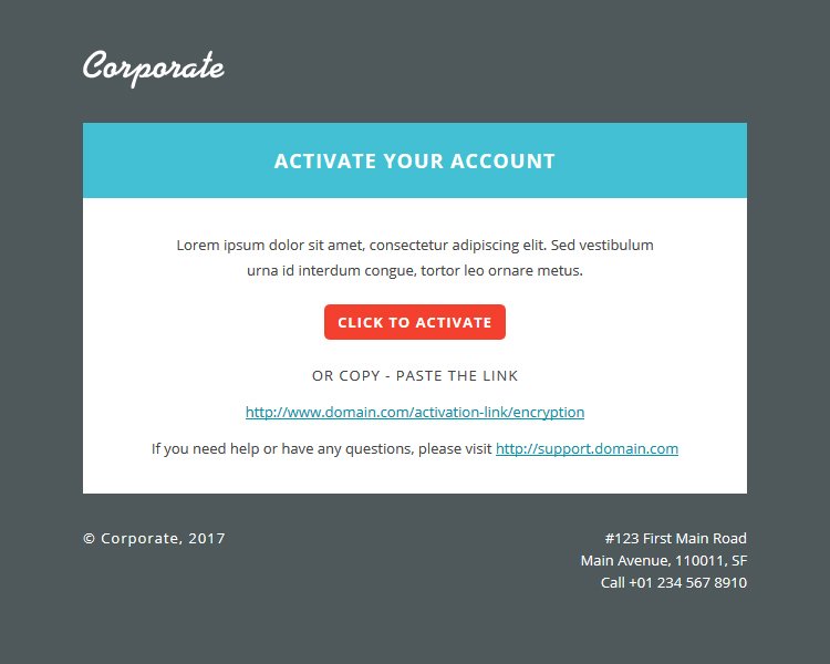 Corporate - responsive email newsletter templates-account-activation