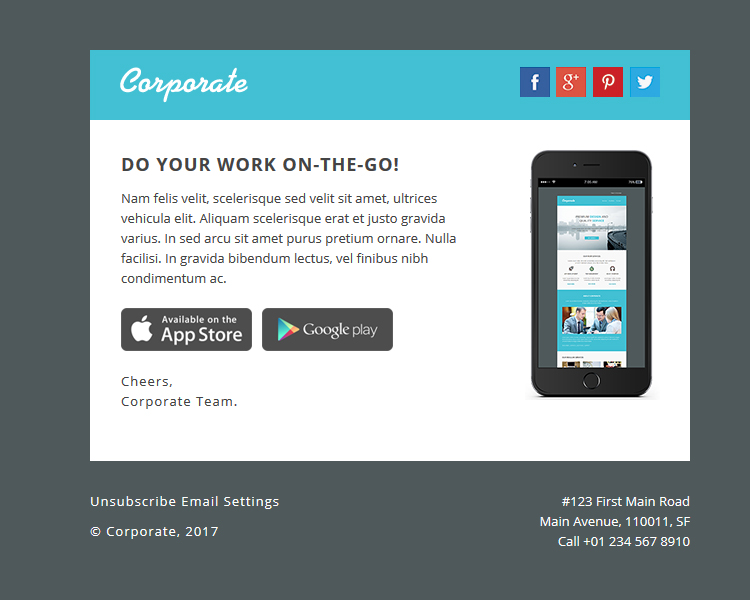 Corporate - responsive email newsletter templates-download-app