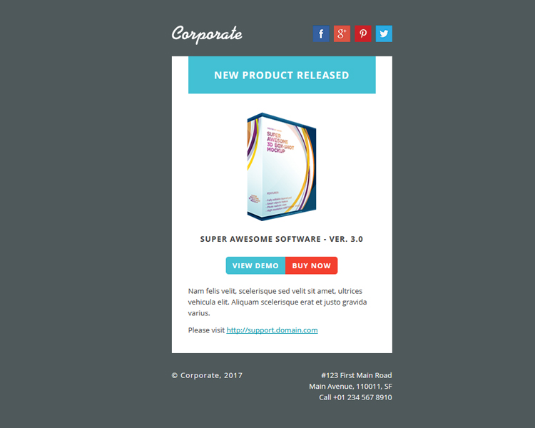 Corporate - responsive email newsletter templates-product-release