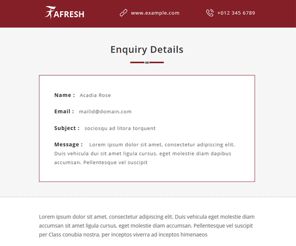 aFresh Multipurpose Email Templates-enquiry