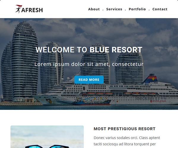 aFresh Multipurpose Email Templates - resort-blue
