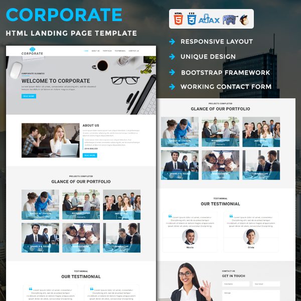 Corporate - Responsive HTML Landing Page Template
