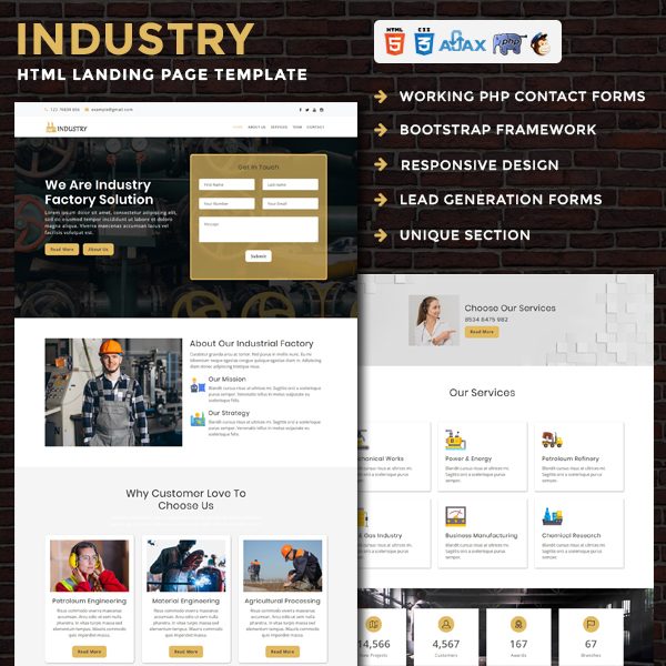 Industry - Responsive HTML Landing Page Template