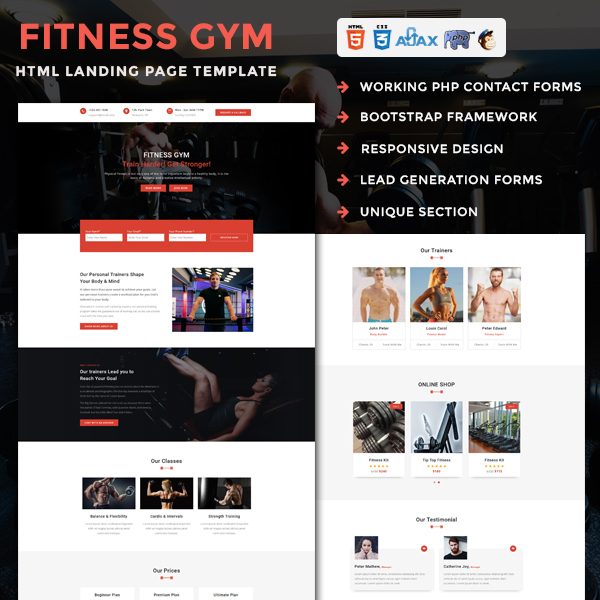 Fitness Gym - Responsive HTML Landing Page Template