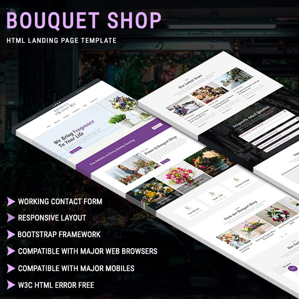 Bouquet Shop - Responsive HTML Landing Page Template