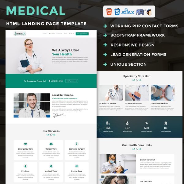 Medical Care - Responsive HTML Landing Page Template