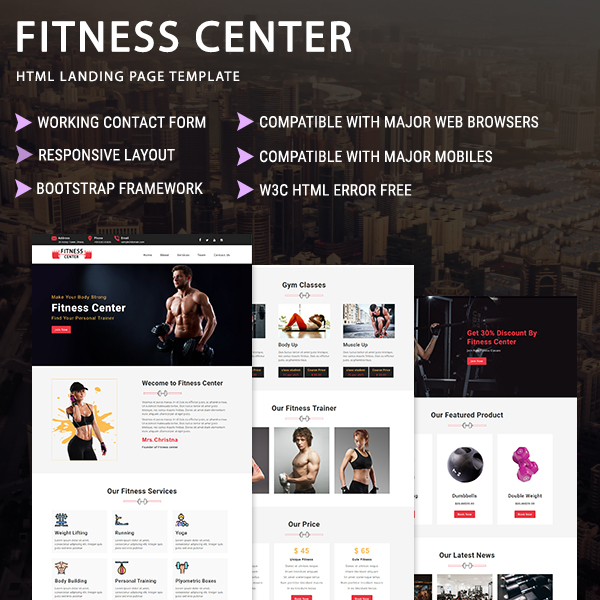 Fitness Center - HTML Landing Page Template