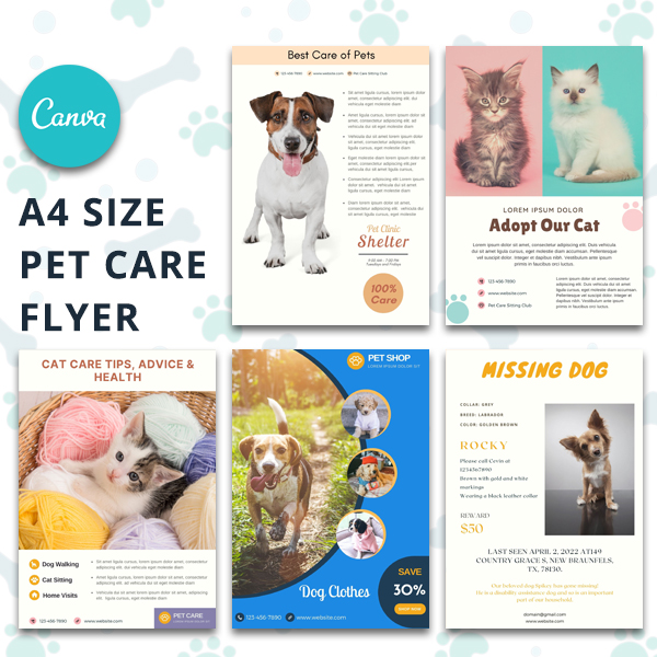 Pet Care Flyer Canva Templates