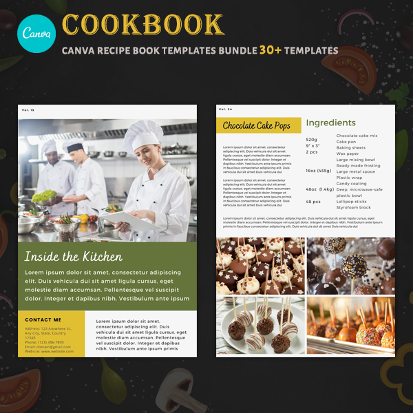 Cookbook - Canva Recipe Book Templates Bundle