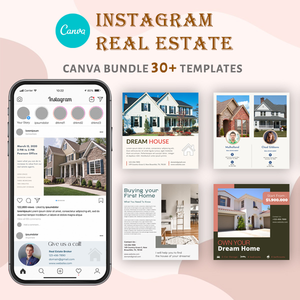 Real Estate Instagram Canva Templates Bundle