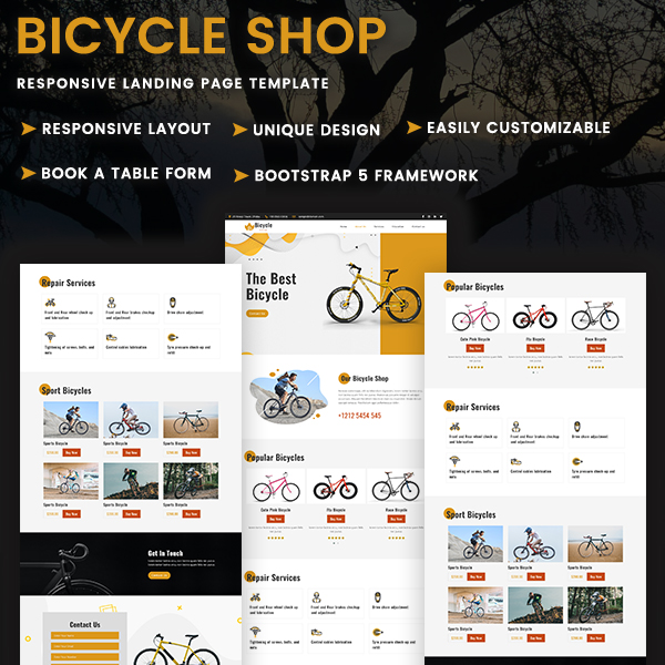 Bicycle Shop - HTML Landing Page Template