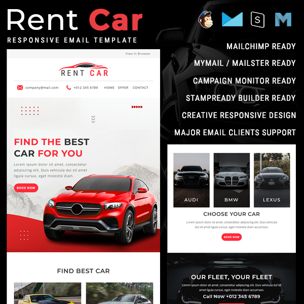 Rent Car - Multipurpose Responsive Email Template