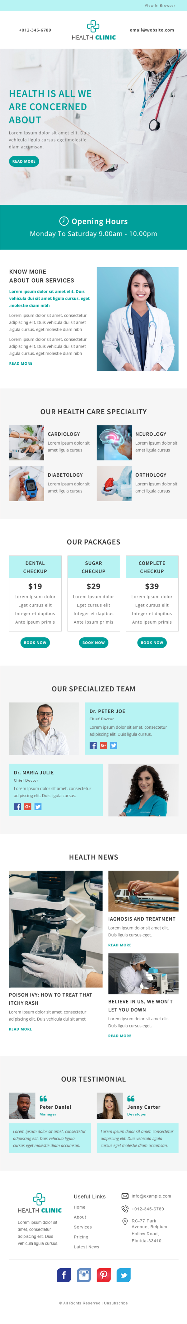 Health Clinic - Multipurpose Responsive Email Template