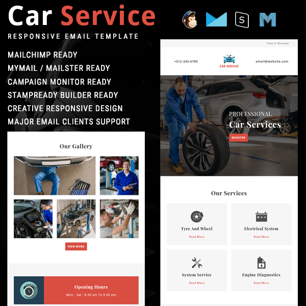 Car Services - Multipurpose Responsive Email Template