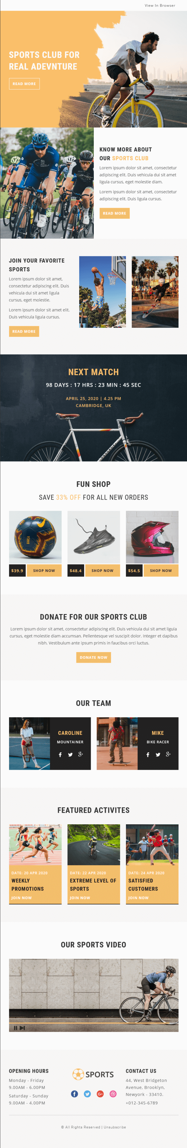 Sports Club - Multipurpose Responsive Email Template