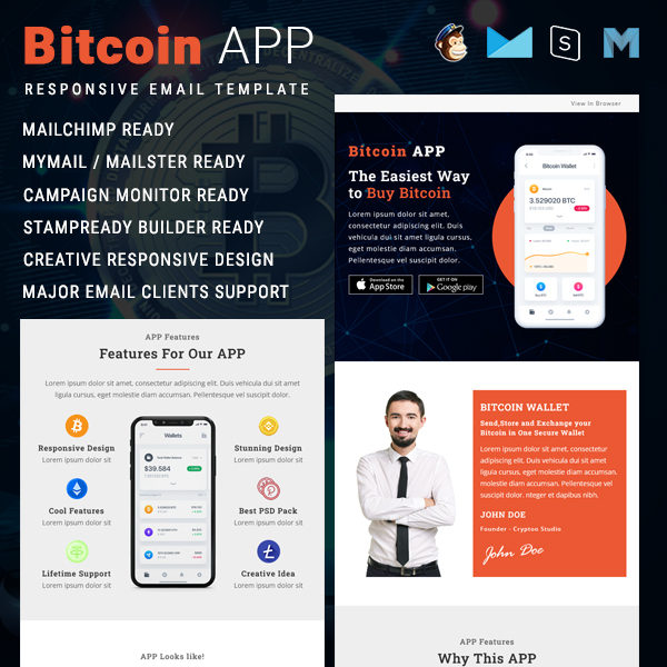 Bitcoin App - Multipurpose Responsive Email Template