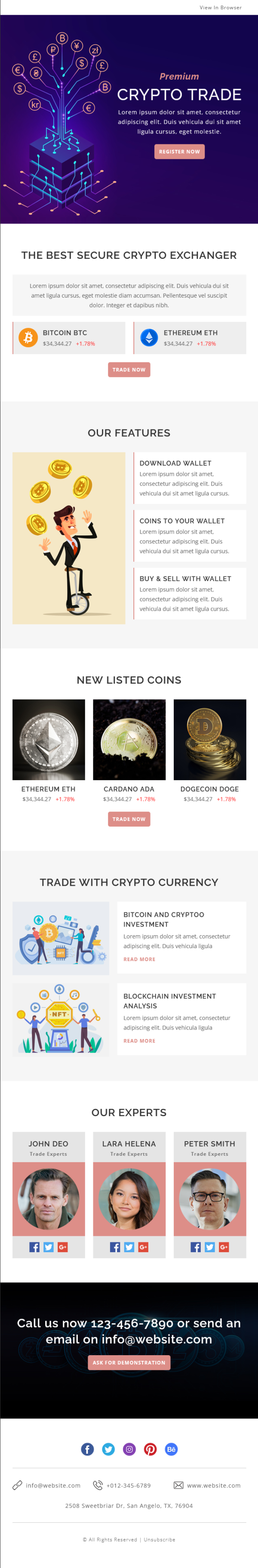 Crypto Trade - Multipurpose Responsive Email Template
