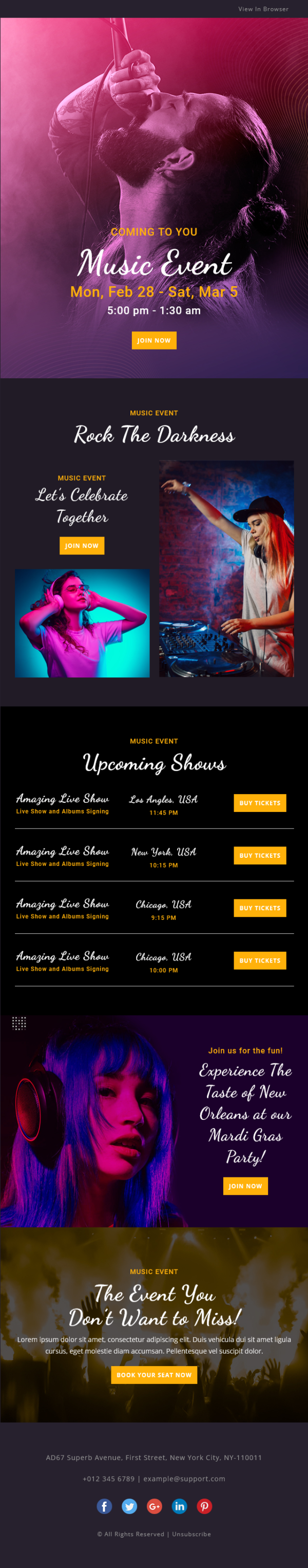 Music Events - Multipurpose Responsive Email Template