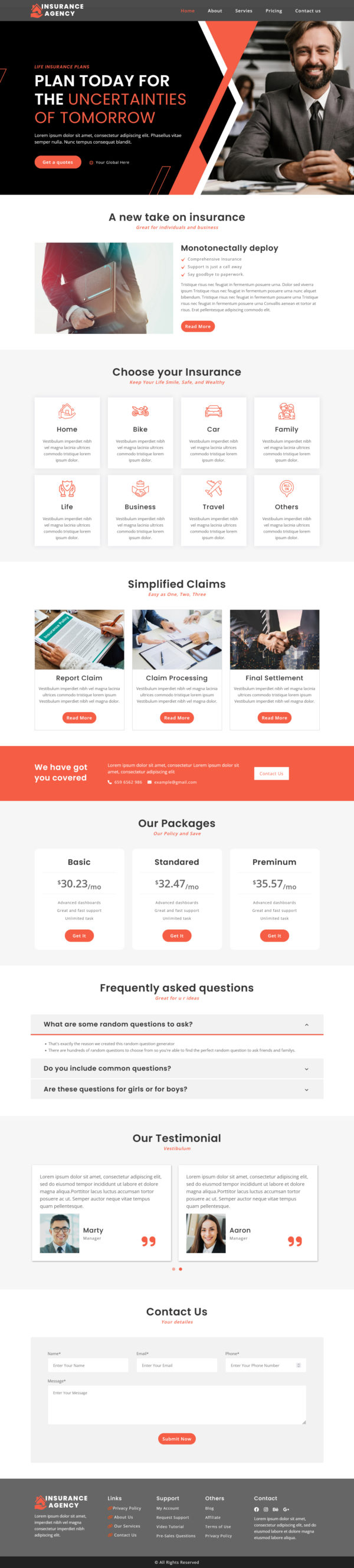 Insurance Agency - HTML Landing Page Template
