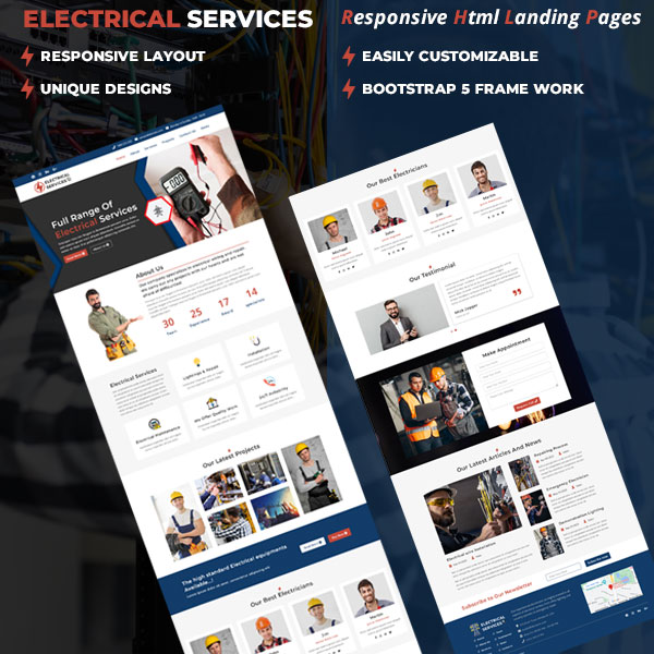 Electrical Services Pro - HTML Landing Page Template