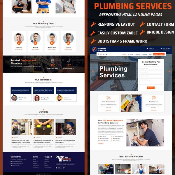 Plumbing Services - HTML Landing Page Template