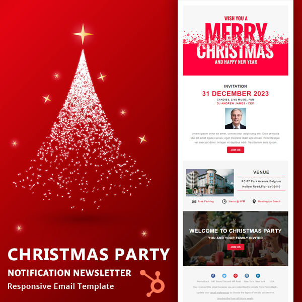 Christmas Party Notification - HubSpot Email Newsletter Template