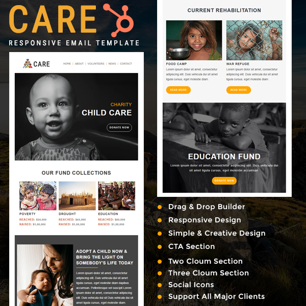 Care - Charity HubSpot Email Newsletter Template