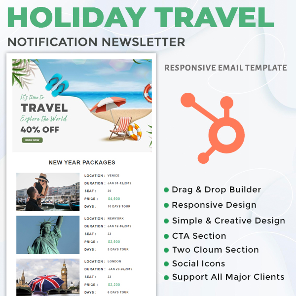 Holiday - Travel Notification HubSpot Email Newsletter Template