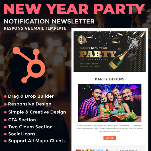 Newyear Party Notification - HubSpot Email Newsletter Template